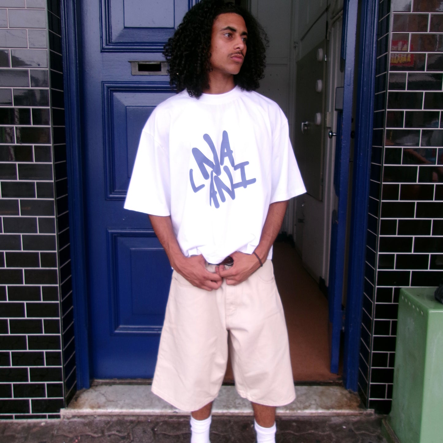 blue logo tee
