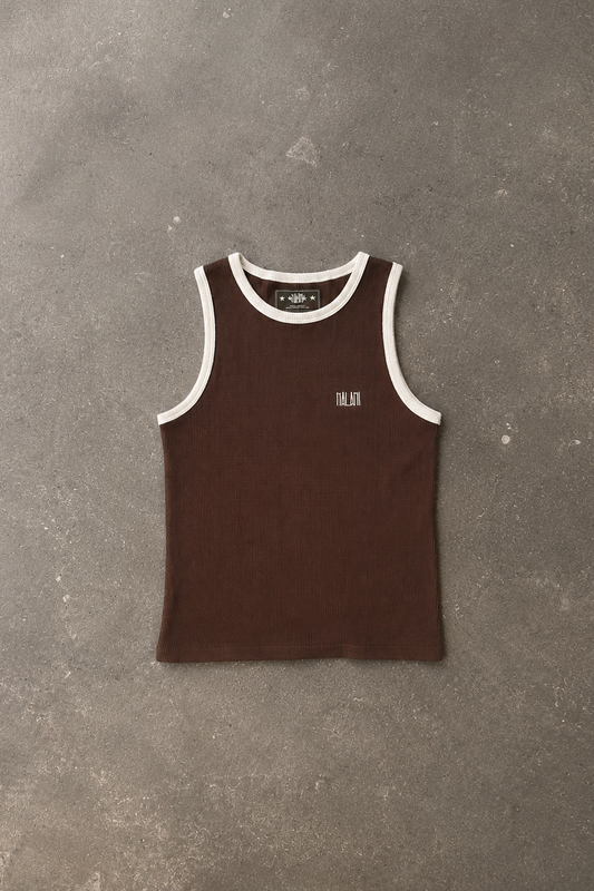 chocolate brown waffle tank